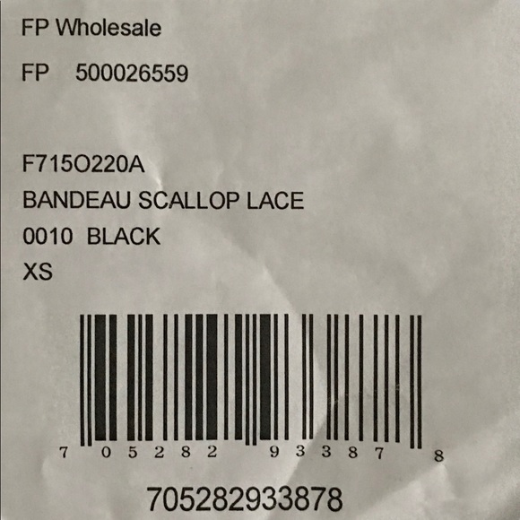 NWT FREE PEOPLE Scallop Lace Bandeau Black XS - Picture 7 of 8